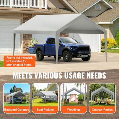 Carport Replacement Canopy Cover 12 x 20 ft (Gray / 12x20ft)