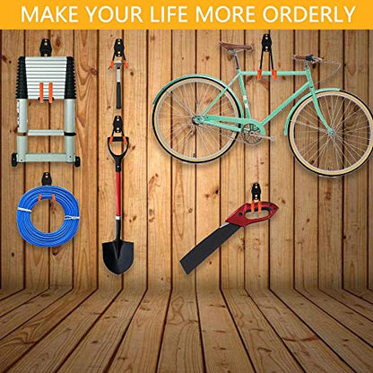12pack Steel Garage Storage Utility Double Hooks Organizer Heavy Duty Wall Mount Tool Holder for Organizing Power Tools Ladders Bulk Items (Utility Hooks 12pack)