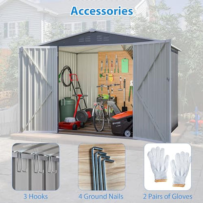 Metal Outdoor Storage Shed (Light Gray / 8x6 Ft)