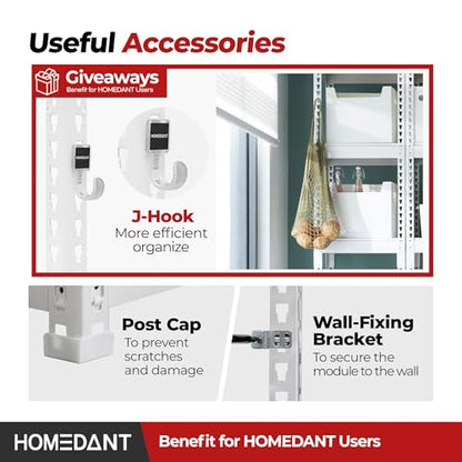 White 47.7" W 5 Tier Storage Shelves Garage Shelving Unit Metal (White / 47.7"W x 18.2"D)