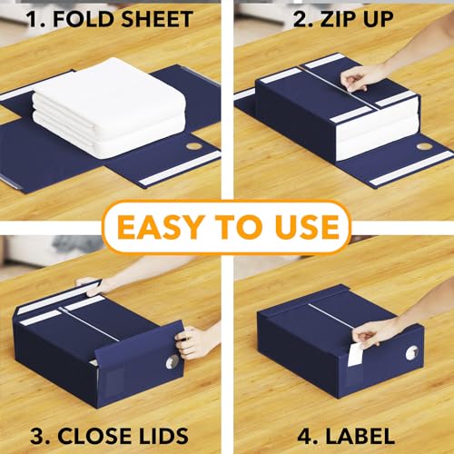 6 Pack Bed Sheet Organizers and Storage (6 Pack / Navy Blue)