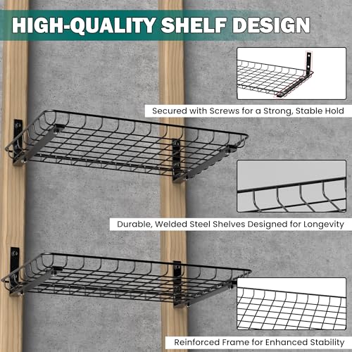 Garage Wall Shelves 12x18 Inch (Black / 18X 12inch)