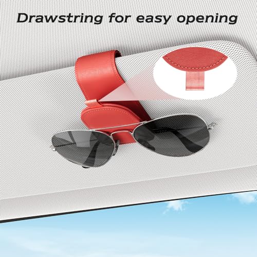 Magnetic Sunglass Holder for Car Visor (Red)