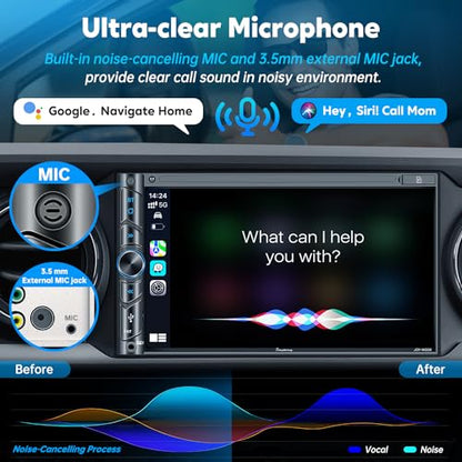 Upgrade Wireless Double Din Car Stereo with Carplay (Black Wireless Car Stereo)