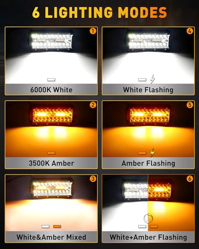 7 Inch LED Light Bar (White&Amber 6 Modes)