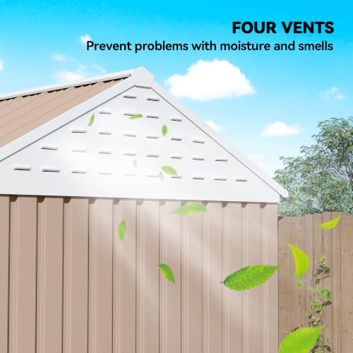8' x 6' Outdoor Storage Shed Metal Garden Shed Window Brown (8' x 6' / Brown)