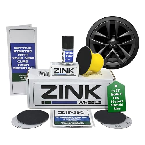 Premium Tesla Wheel Curb Rash Repair Kit for Model S 21 (Tesla Model S / 21" Grey Arachnid)