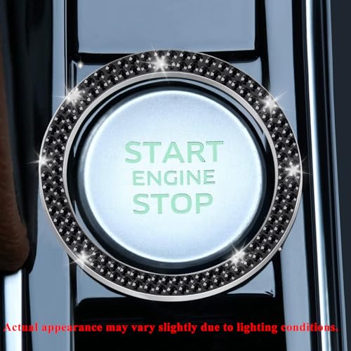 2 PCS Crystal Double Rhinestone Car Engine Start Stop Decoration Ring (Double Black)