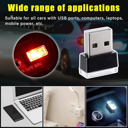 4 PCS USB LED Car Interior Atmosphere Lamp (White+Red+Blue+Ice Blue)