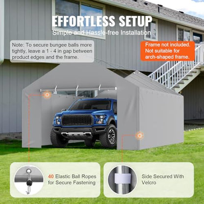 Carport Replacement Canopy Cover Side Wall 13 x 20 ft (Gray / 13x20ft)