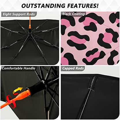 Leopard Print Windshield Sun Shade Umbrella Pink Animal Skin Foldable Car Front Window Sunshade Blocks UV Rays Heat Keep Vehicle Cool (multi 30)