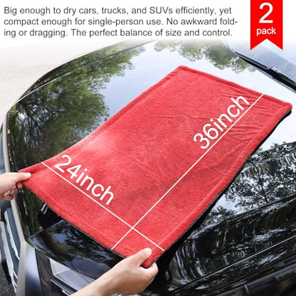 2 Pack XL Car Drying Towel (Gray-red)