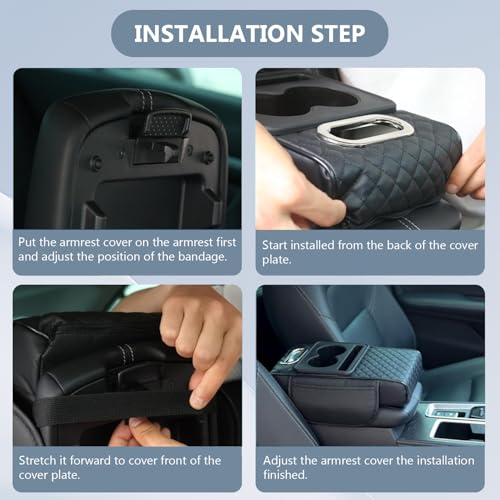 5-in-1 Center Console Cover with Cup Holder & Phone Slot, Universal Car Armrest Cushion Organizer, Leather Armrest Cover for Car (Style-A)