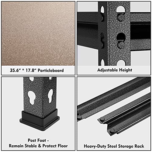 5 Tier Adjustable Metal Shelving (36 inches wide, 18 inches deep, 72 inches high)