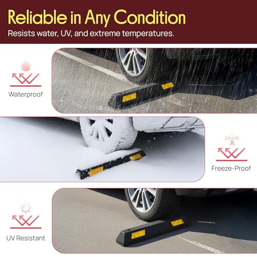 Curb Garage Vehicle Floor Stopper for Parking Safety 1PC Heavy Duty Rubber Parking Lot Driveway Stopper (Single Pack)