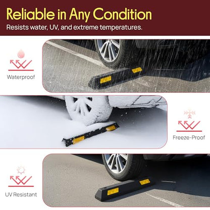 Curb Garage Vehicle Floor Stopper for Parking Safety 1PC Heavy Duty Rubber Parking Lot Driveway Stopper (Single Pack)