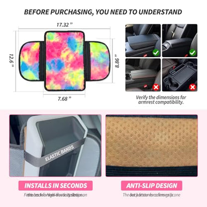 Plush Fuzzy Fur Car Armrest Cover with Side Pockets