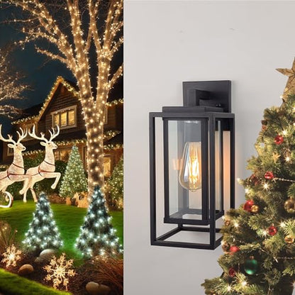 14" Double Cage Outdoor Wall Light (14-inch / Satin Black)