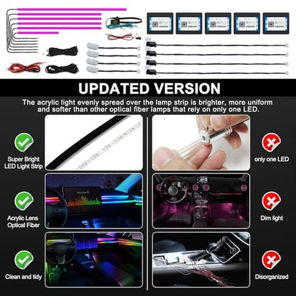 Acrylic Interior Car LED Strip Light with Wireless APP (RGB 14 Lights)