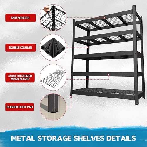 60”W × 24”D × 72”H Heavy Duty Metal Storage Shelves (59.84" W × 24.02" D × 71.65" H)
