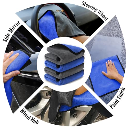 Microfiber Towels Cars Wash Drying Cleaning Cloth (Blue & Grey)
