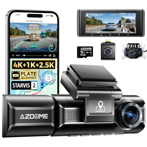 M550 Max 4K 3 Channel Dash Cam Front and Rear Inside (Black)