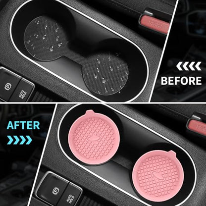 Car Cup Holder Coasters [4 Pack] Silicone Cups Mats (4pack-pink)
