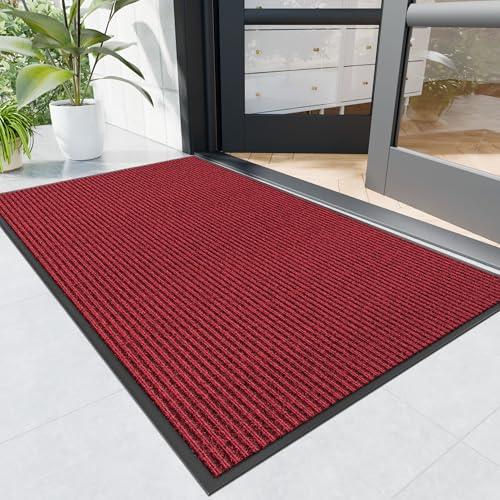 Front Door Mat (4' x 6' (Rectangular) / Red-stripe)