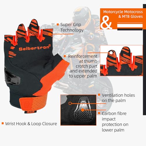 SPS 5 Unisex Touchscreen Road Racing Motorcycle MTB Sports Gloves Also fit BMX MX ATV Mountain Bike Bicycle Cycling Off (Orange SPS-5 / M Adult)