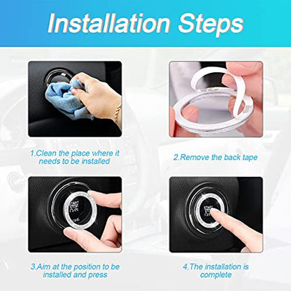 2PCS Zinc Alloy Rhinestone Engine Start Button Rings (Pink)