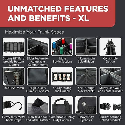Car Trunk Organizer for SUV (ExtraLarge / Black)