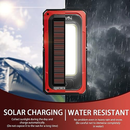 Rechargeable Portable Magnetic Work Light (USB + Solar Charging / Red)