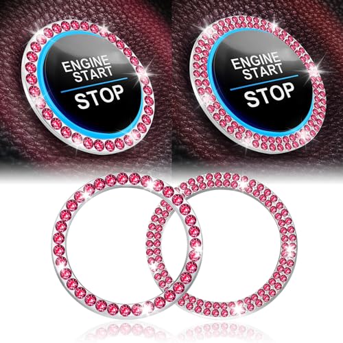 2 PCS Crystal Combinatorial Rhinestone Car Engine Start Decoration Ring (Set Red)