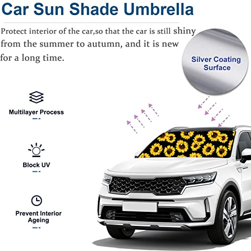 Sunflower Umbrella Sunshade for Car (One Size / Sunflower)