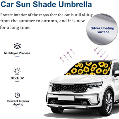 Sunflower Umbrella Sunshade for Car (One Size / Sunflower)