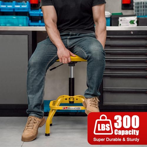 Shop Stool with Backrest (Yellow)