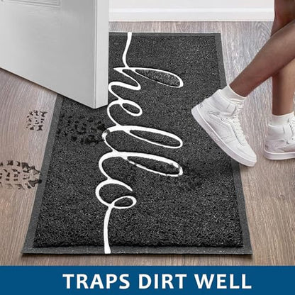 Door Mat 3 Pack Outside Inside Hello Doormat 30"x17.5" Durable Floor Mat Non Slip Rug Ultra Absorb Mud Easy Clean Front Doormat for Garage (2'6" x 1'6" / 3pack Hello)