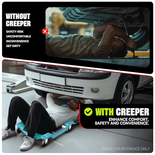 40'' Low Profile Car Rolling Mechanic Creeper (Sky Blue / 40" L (w/LED Light))