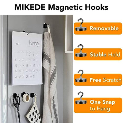 Magnetic Hooks Heavy Duty 170LB+ Strong Black Magnets Hook (Silver / 6Pack-170LB)