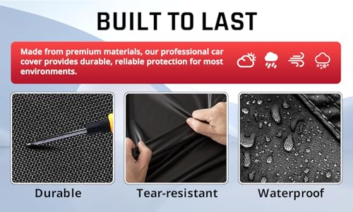 Car Cover Waterproof All Weather Protection Red Stripe Design (Universal Fit - 1-C3 Sedan Length 186-193 inch)
