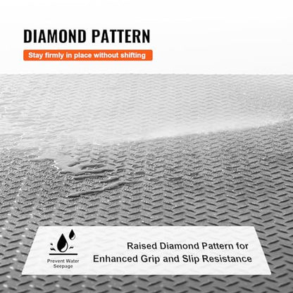 Diamond Plate Rubber Flooring Roll (120.7"L x 48.7"W x 0.1"Th)