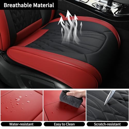 Leather Car Seat Covers (Red 1/Full Set)