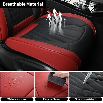Leather Car Seat Covers (Red 1/Full Set)