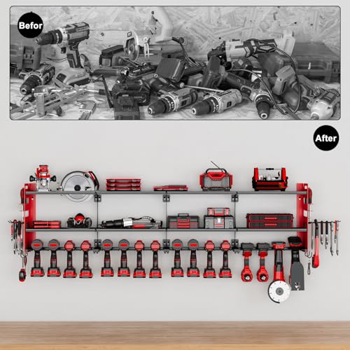 64" Garage Power Tool Wall Organizer (Red)