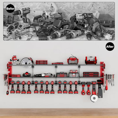 64" Garage Power Tool Wall Organizer (Red)