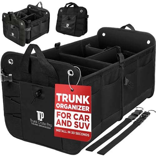 Car Trunk Organizer for SUV & Truck Cargo Storage (Large / Black)