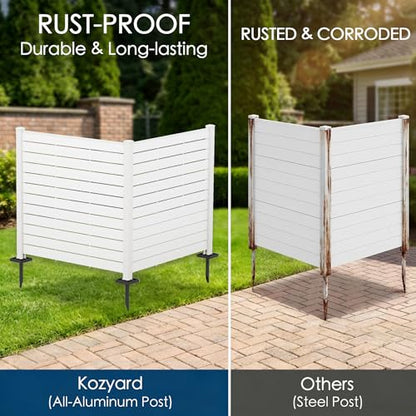 50" W x 48" H Outdoor Privacy Screen with Aluminum Posts (White/3Panels)