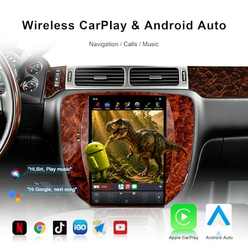 12.1 inch Vertical Screen Car Stereo Radio GPS Navigation for GMC Yukon Sierra Chevrolet Tahoe Suburban Android 4G+64G Car Play Auto (PX6 Hexa core 4G+32G)
