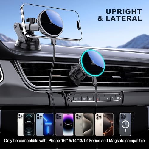 for Mag Safe Car Mount Charger Dash Windshield Vent Magnetic Phone Holder (Carbon Firber)