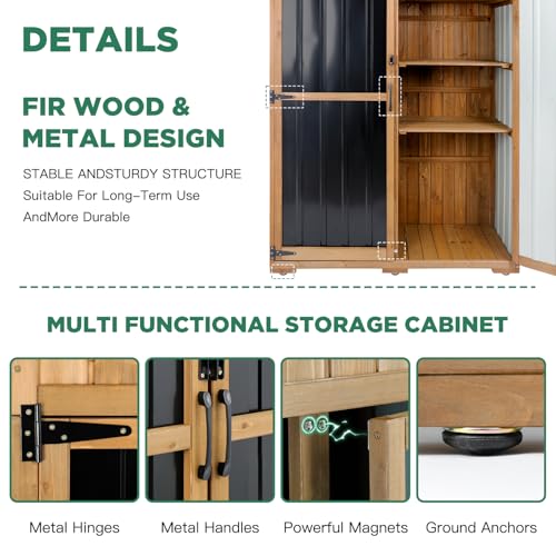 Outdoor Storage Cabinet Waterproof with Shelves (black / 46"L x 18"W x 68"H)